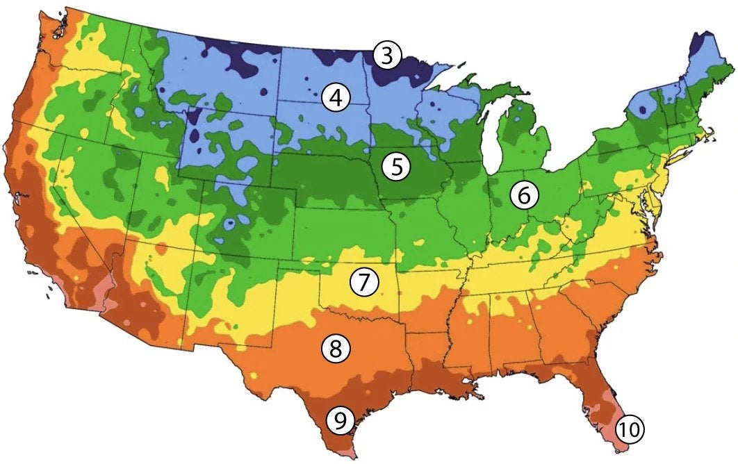 USDA Plant Hardiness Zone Map