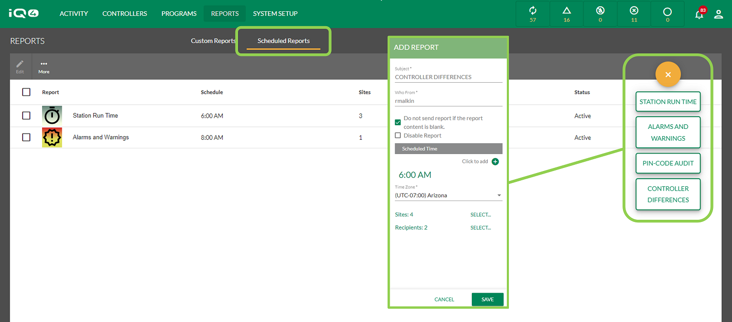 IQ4 Scheduled Reports