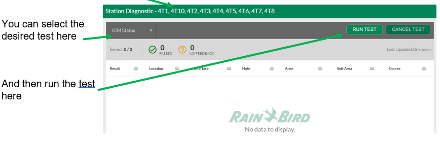 Release 4.4 Multi-Station Diagnostics station selected
