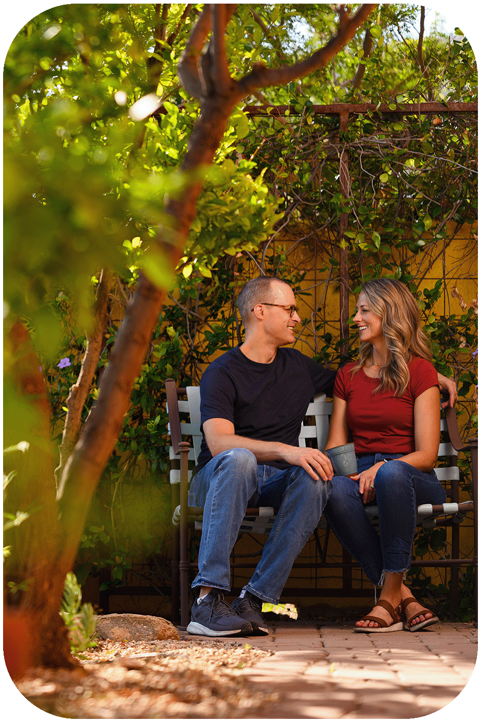 People sitting on bench with tree in foreground - consumer products e-newsletter sign up