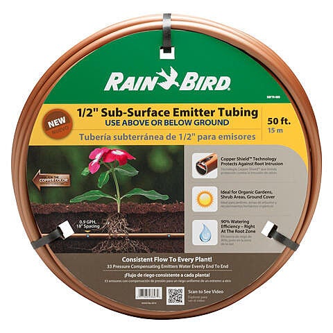 .630 OD Rain Bird T63-100S Drip Irrigation 1/2 100 Roll Black Blank Distribution Tubing 