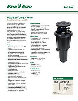 Rainbird Maxi Paw Nozzle Chart