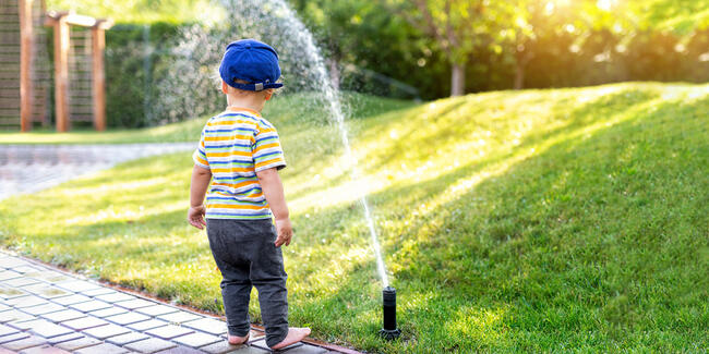 boy with sprinkler