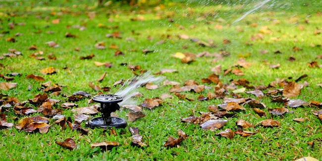 in ground sprinkler in fall
