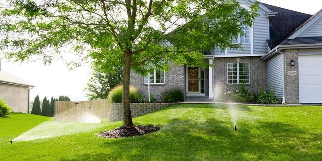 home with automatic sprinkler system