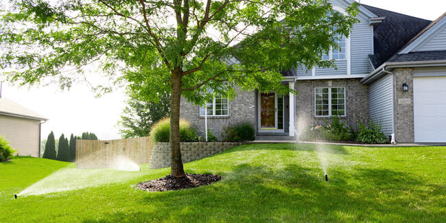 home with automatic sprinkler system