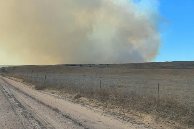 Plume of smoke engulfing the Sandhills of Nebraska Area