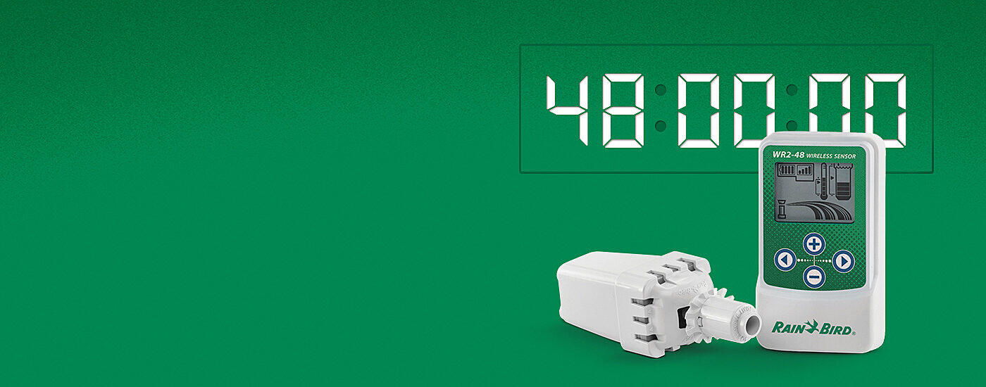 Start the Clock. Stop the Waste. The Rain Bird WR2-48 Wireless Rain Sensor with 48 hour delay.
