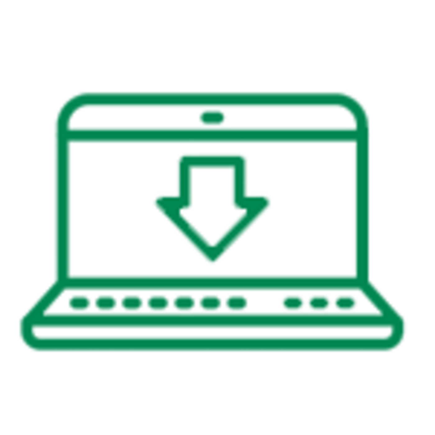 Open laptop with arrow pointing down