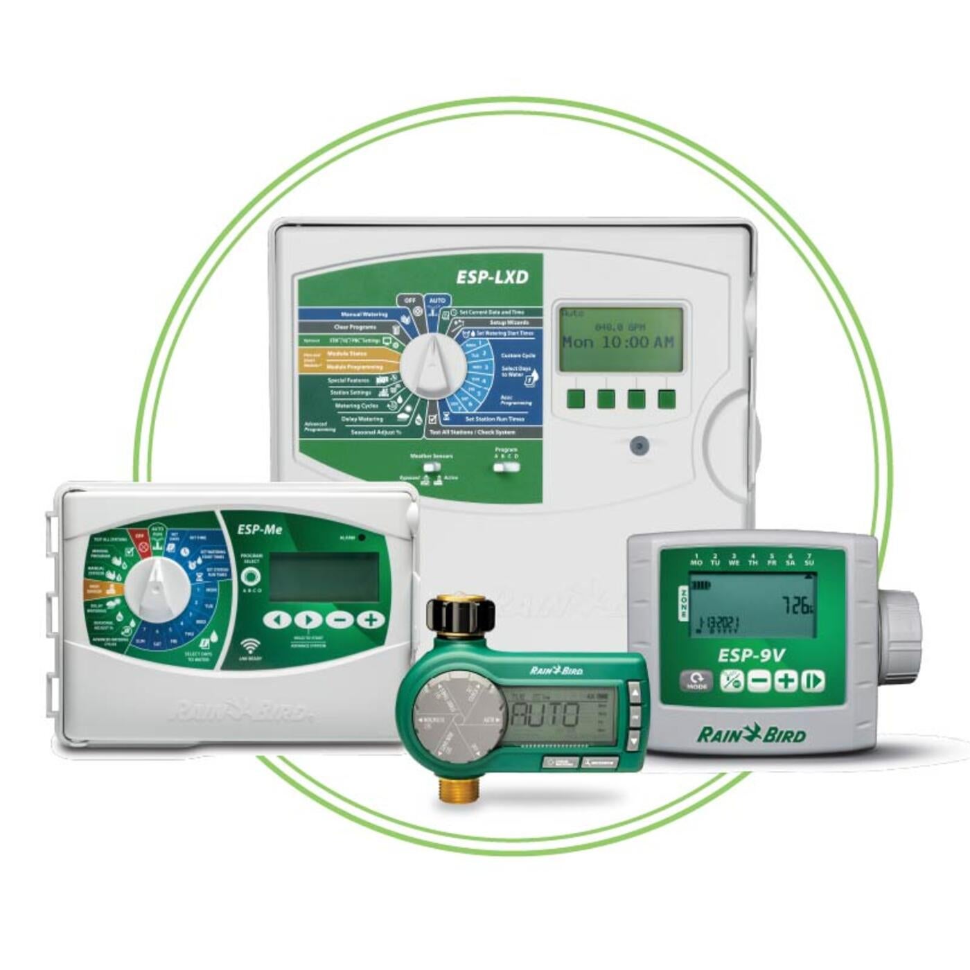 Group photo of four Rain Bird controllers without WiFi Capabilities 